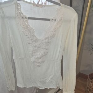 Miami Cream Lace Trim Blouse